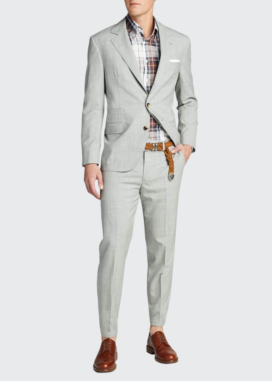 Image 1 of 1: Men's Solid Wool Two-Piece Suit
