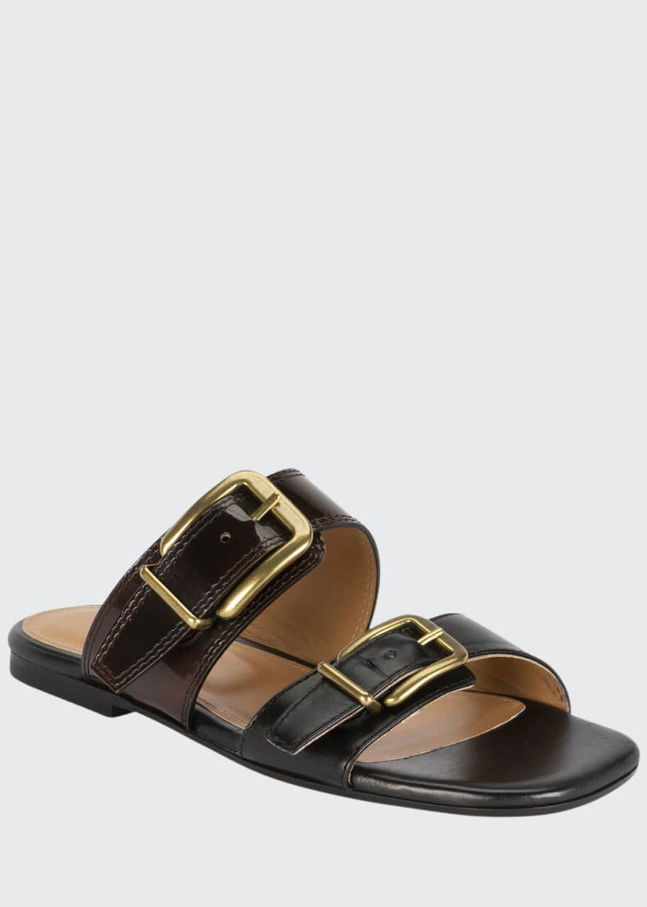 Image 1 of 1: Two-Strap Flat Slide Sandals