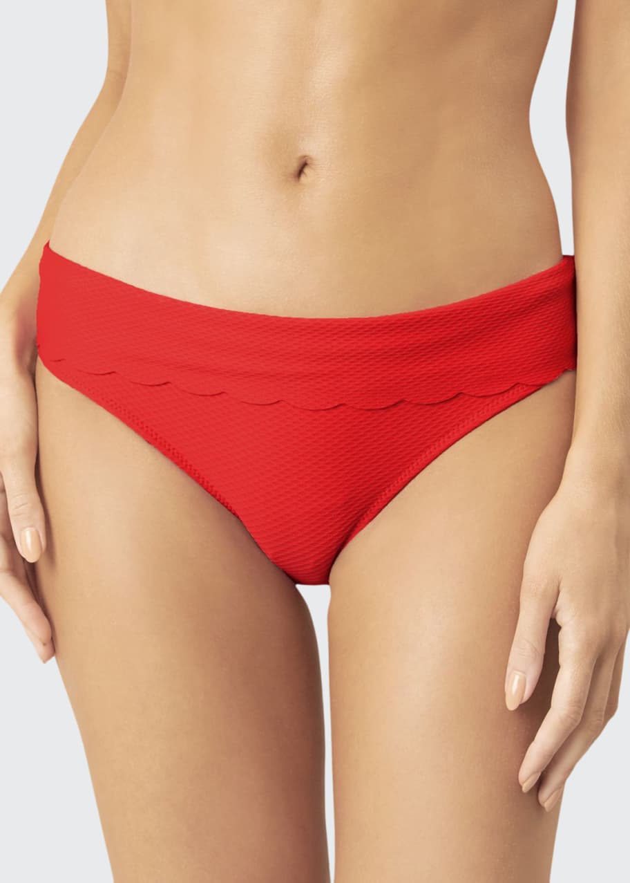 Image 1 of 1: Scalloped Fold-Over Hipster Bikini Bottom