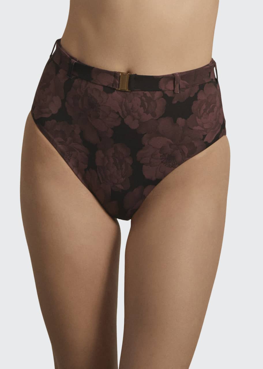 Image 1 of 1: Fleur Belted High-Rise Swim Bottoms