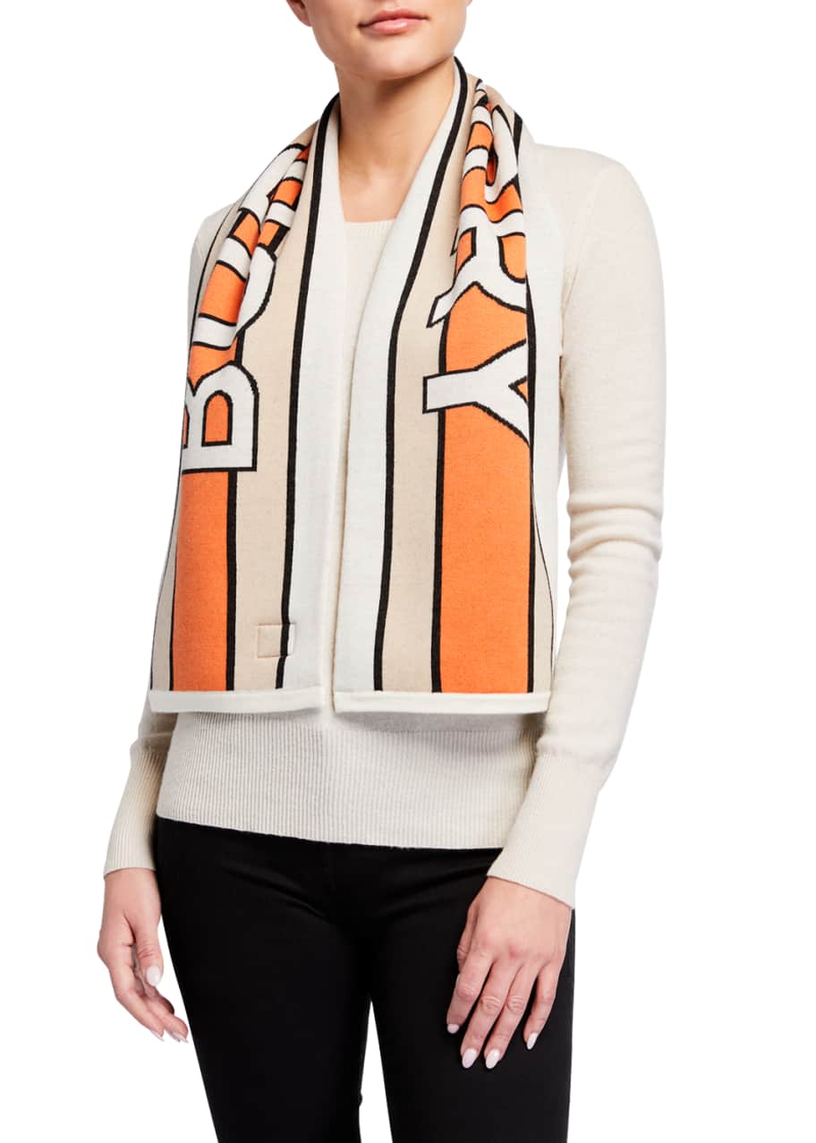 Burberry Kid s Olga Wool Logo Stripe Football Scarf Bergdorf Goodman