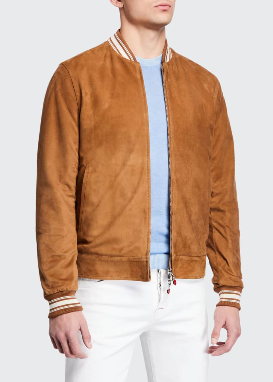 Kiton Men's Reversible Suede Bomber Jacket Bergdorf Goodman