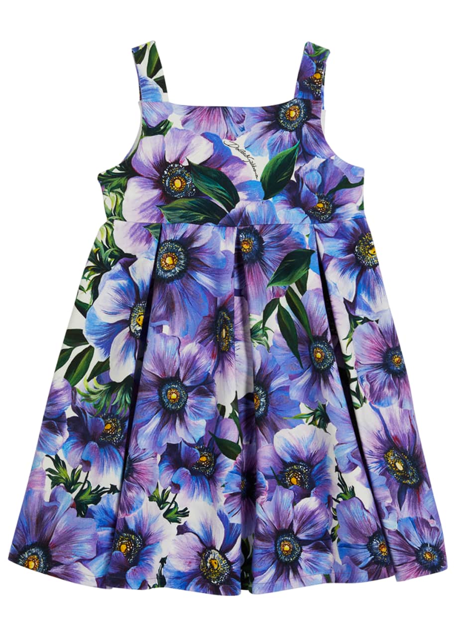 Image 1 of 1: Girl's Blooming Floral Print Sleeveless Dress, Size 12-30 Months