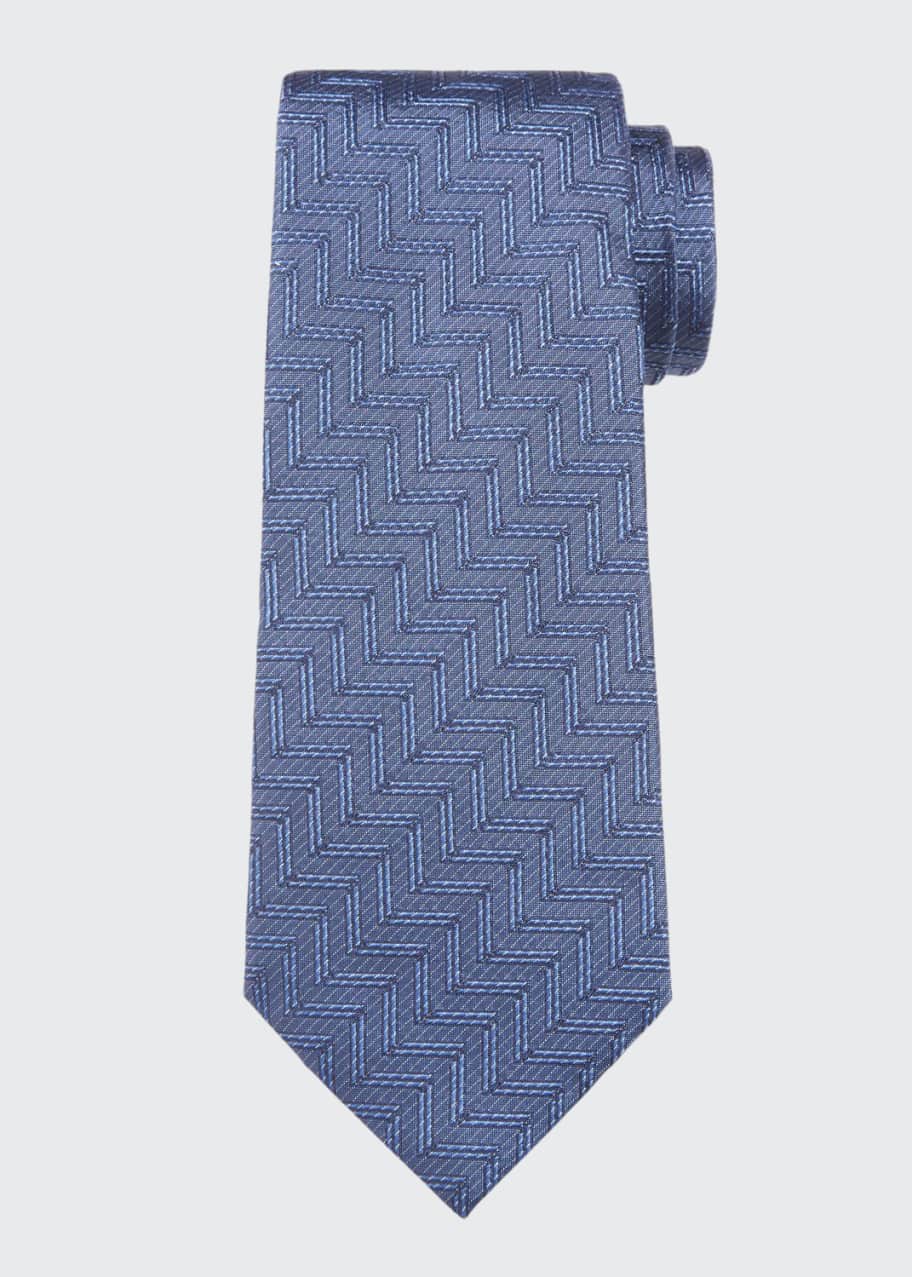 Image 1 of 1: Chevron Jacquard Silk Tie