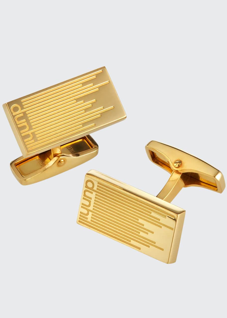 Image 1 of 1: Men's Gold-Plated Longtail Stripe Rectangle Cufflinks