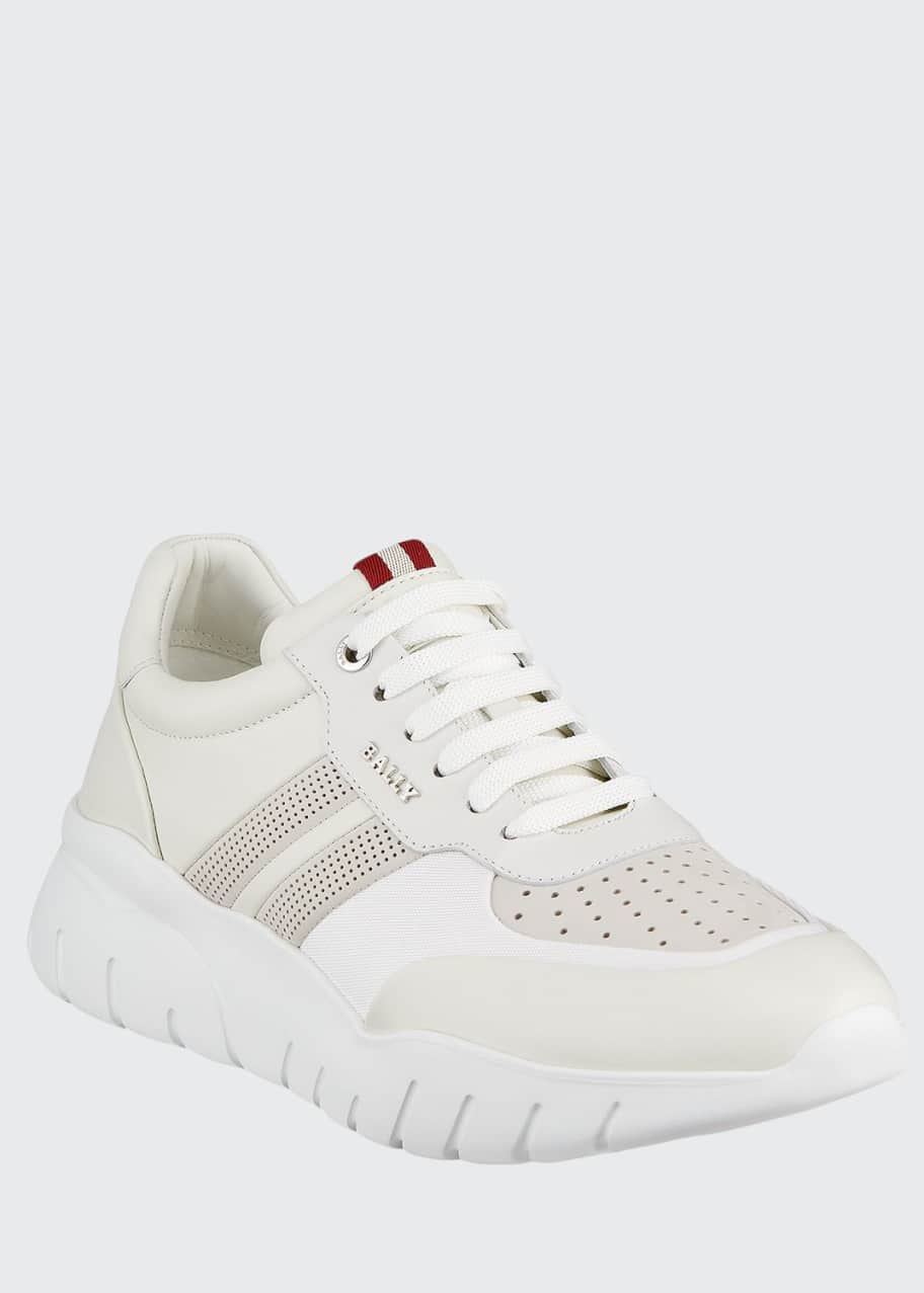 Image 1 of 1: Men's Bison Perforated Lamb Leather Sneakers