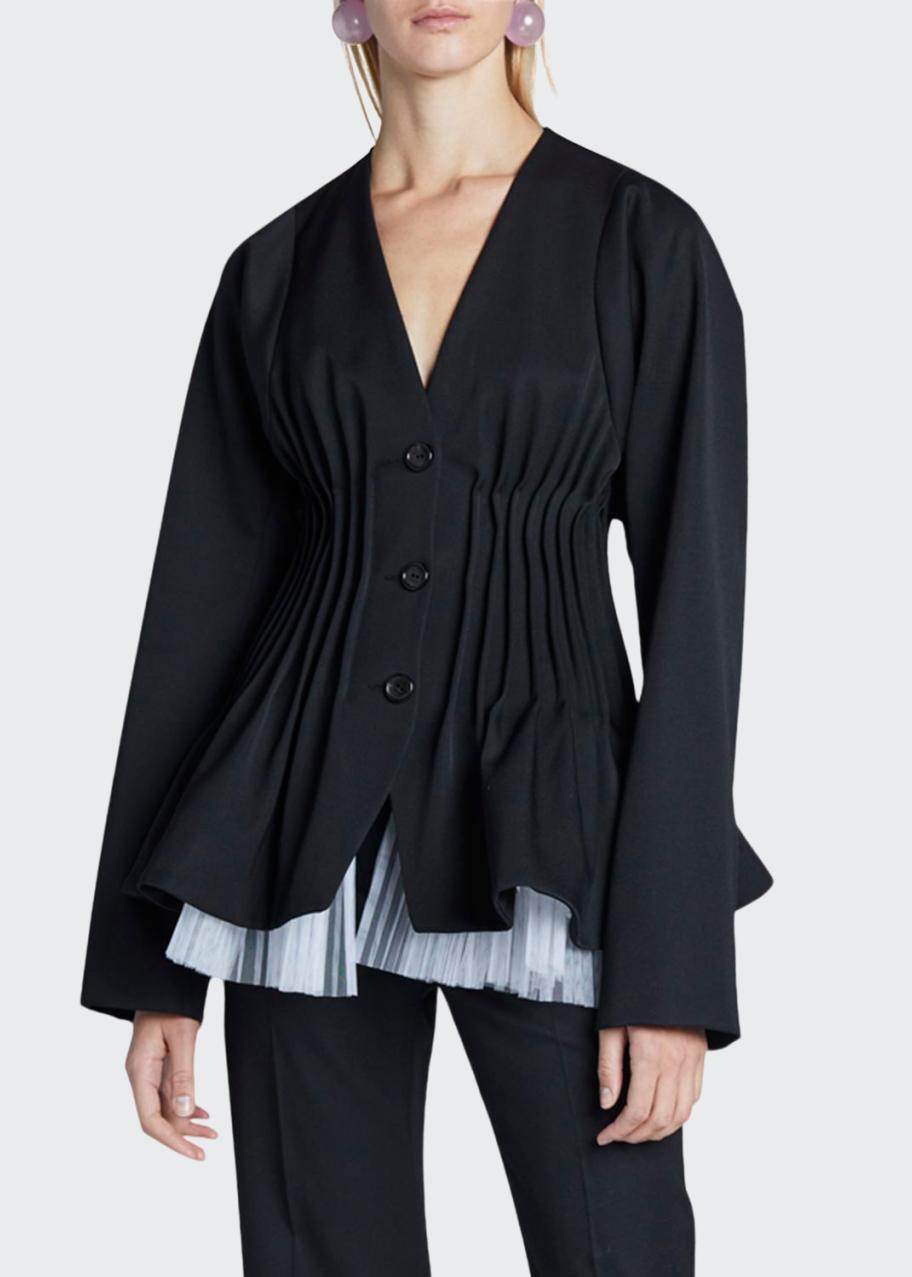 Nina Ricci Silk Pleated-Waist Jacket - Bergdorf Goodman