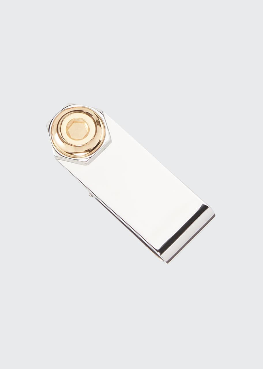 Image 1 of 1: Men's Hex Silver Money Clip w/ Gold Plating
