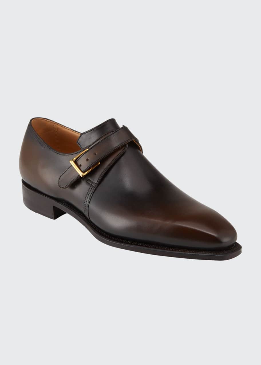 Image 1 of 1: Men's Arca Leather Monk-Strap Loafers