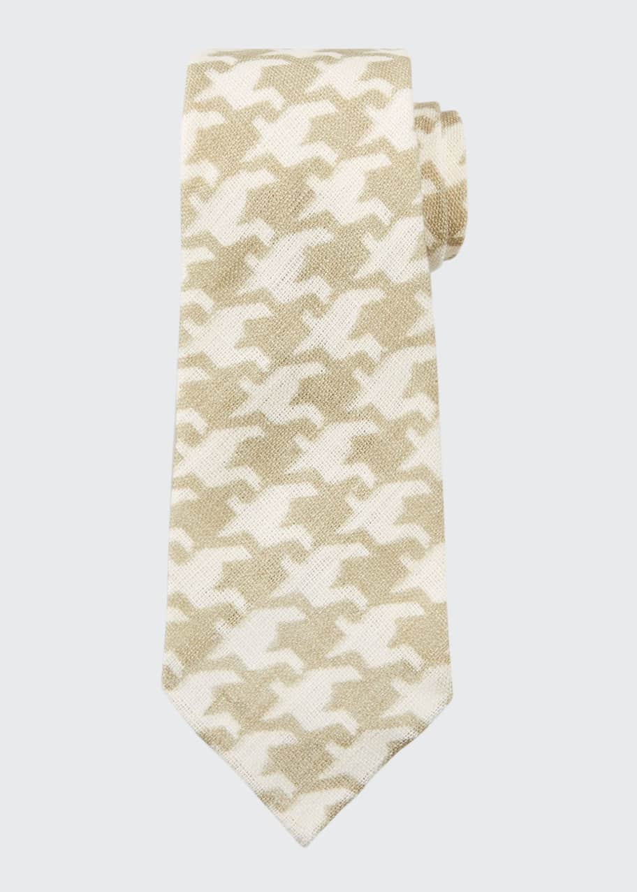 Image 1 of 1: Men's Exploded Houndstooth Linen Tie