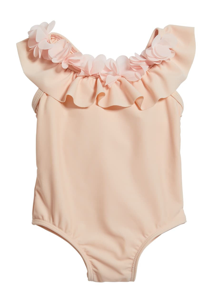 Image 1 of 1: Girl's Ruffle Rosette One-Piece Swimsuit, Size 3-24 Months
