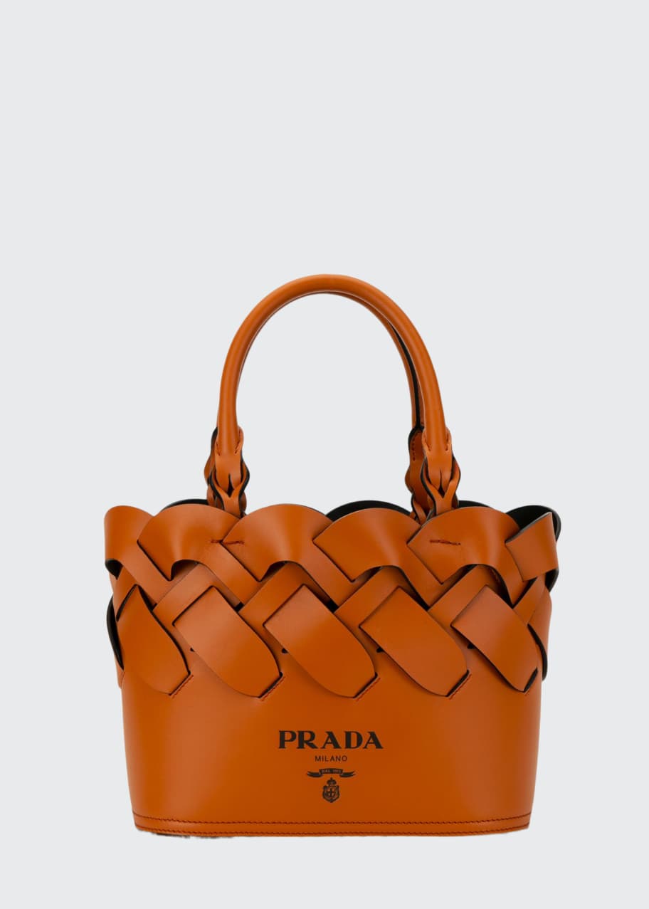 Image 1 of 1: Woven Leather Top-Handle Tote Bag