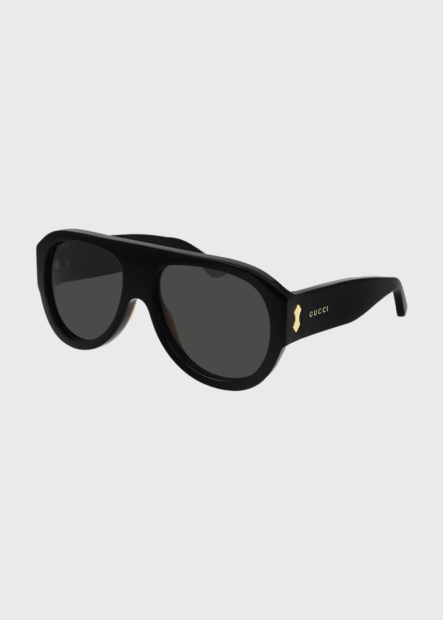 Image 1 of 1: Men's Solid Acetate Aviator Sunglasses