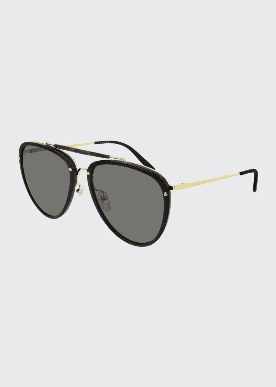 Men s Brow Bar Acetate Metal Aviator Sunglasses