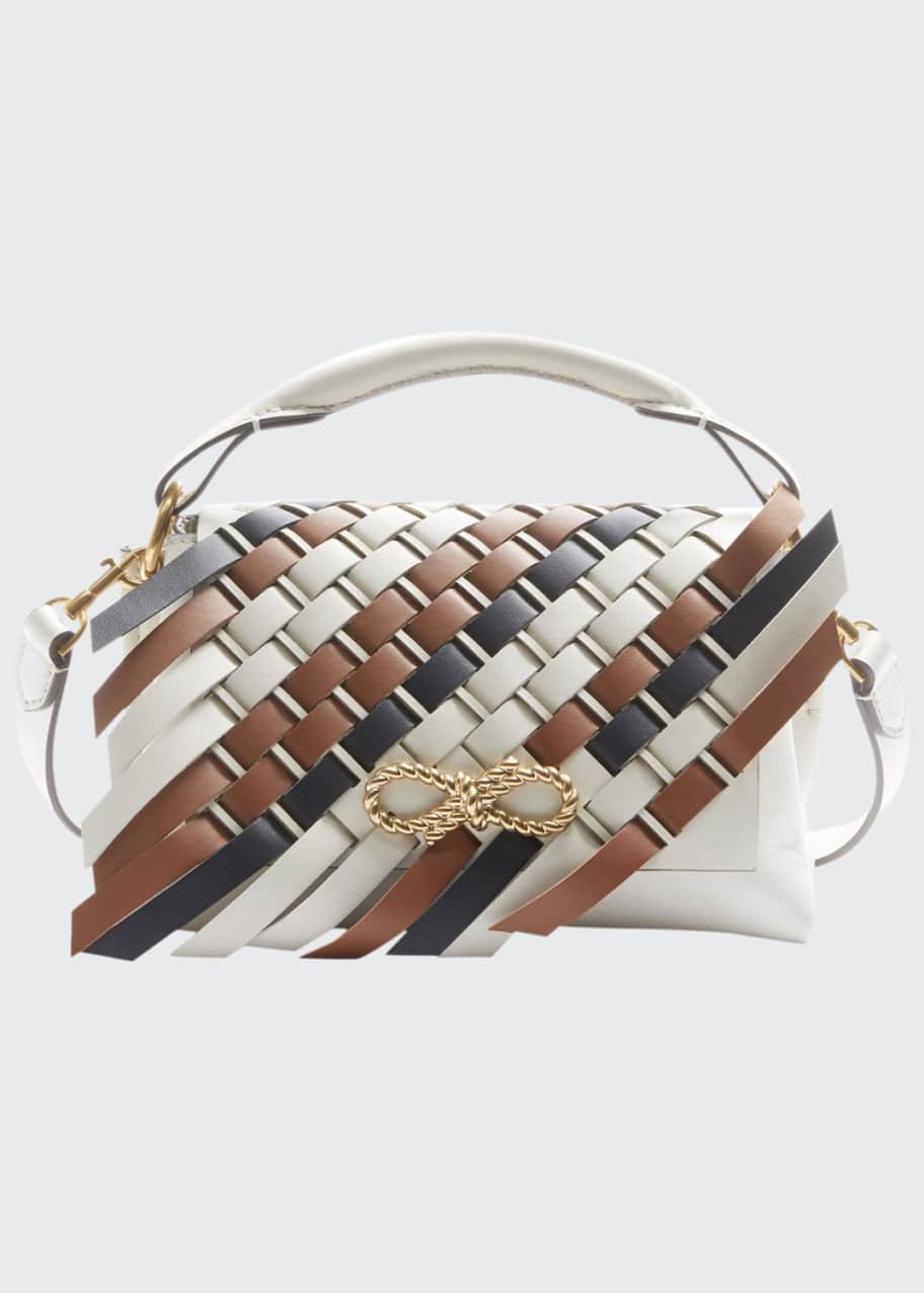 Image 1 of 1: Rope Bow Bag Mini Woven Flap in Soft Leather
