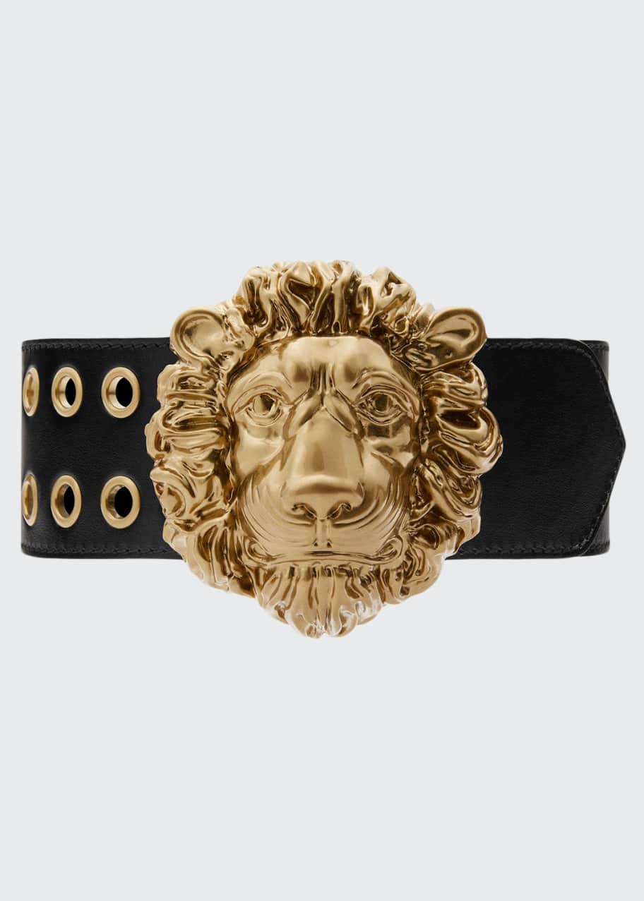Gucci Lions Head Wide Leather Belt Bergdorf Goodman