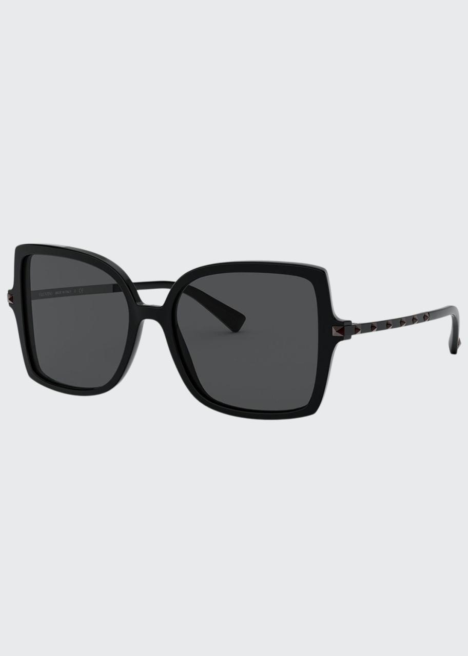 Valentino square acetate sunglasses with rockstar arms Valentino Garavani XXII Square Acetate & Titanium Sunglasses  main image 4