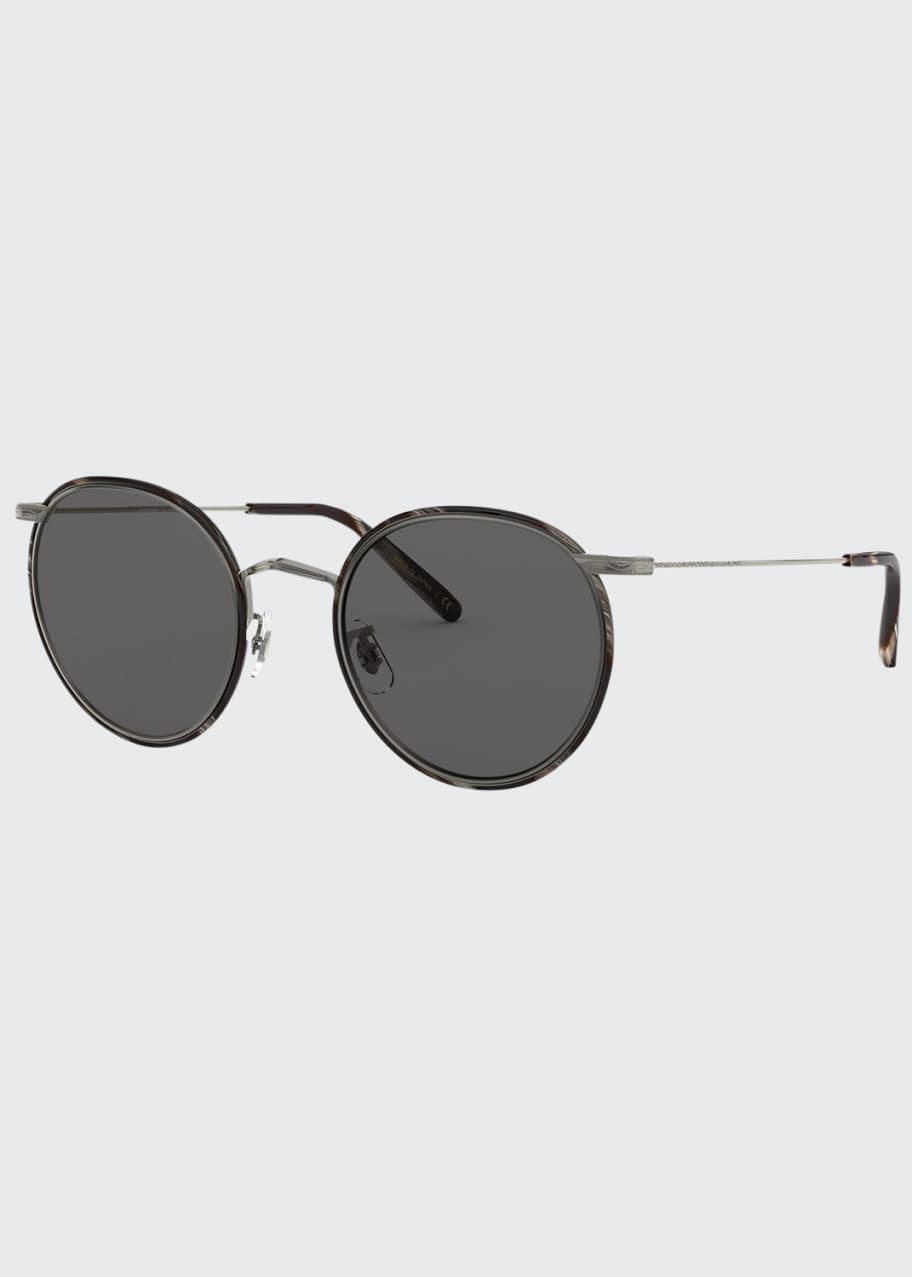 Image 1 of 1: Men's Casson Round Aviator Titanium Sunglasses