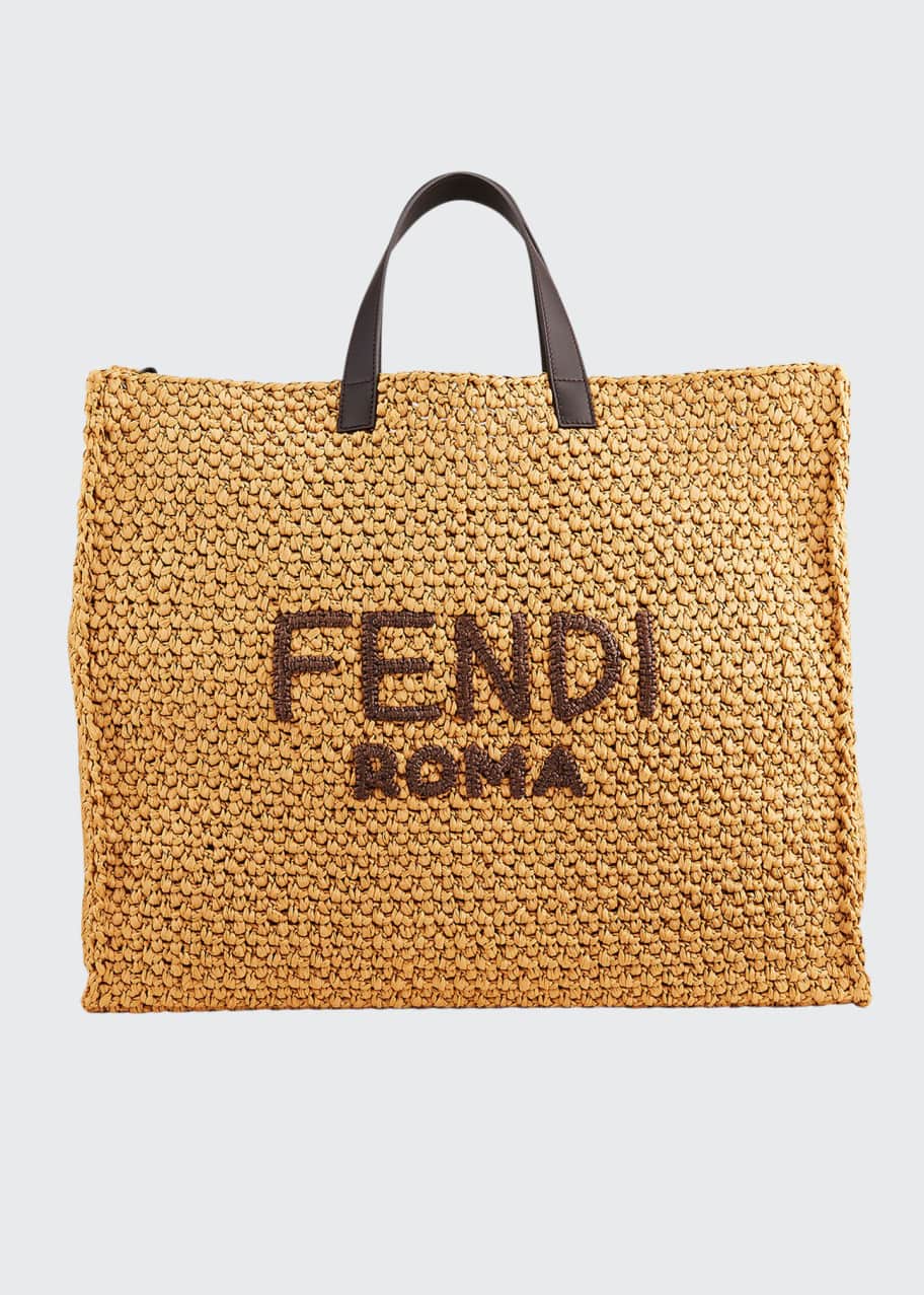 Fendi Men's Roma Raffia Tote Bag - Bergdorf Goodman