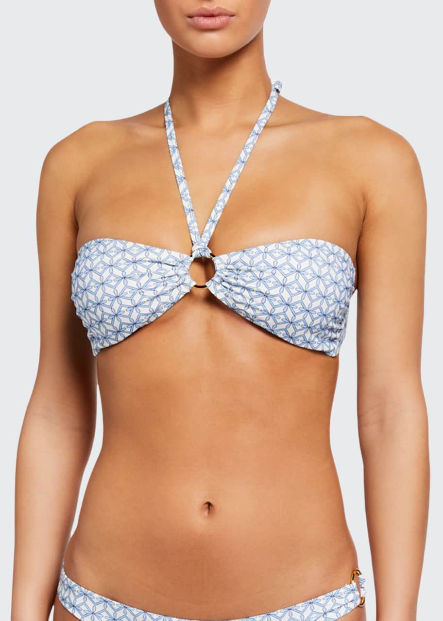 Tory Burch Geo Printed ORing Halter Bikini Swim Top Bergdorf Goodman