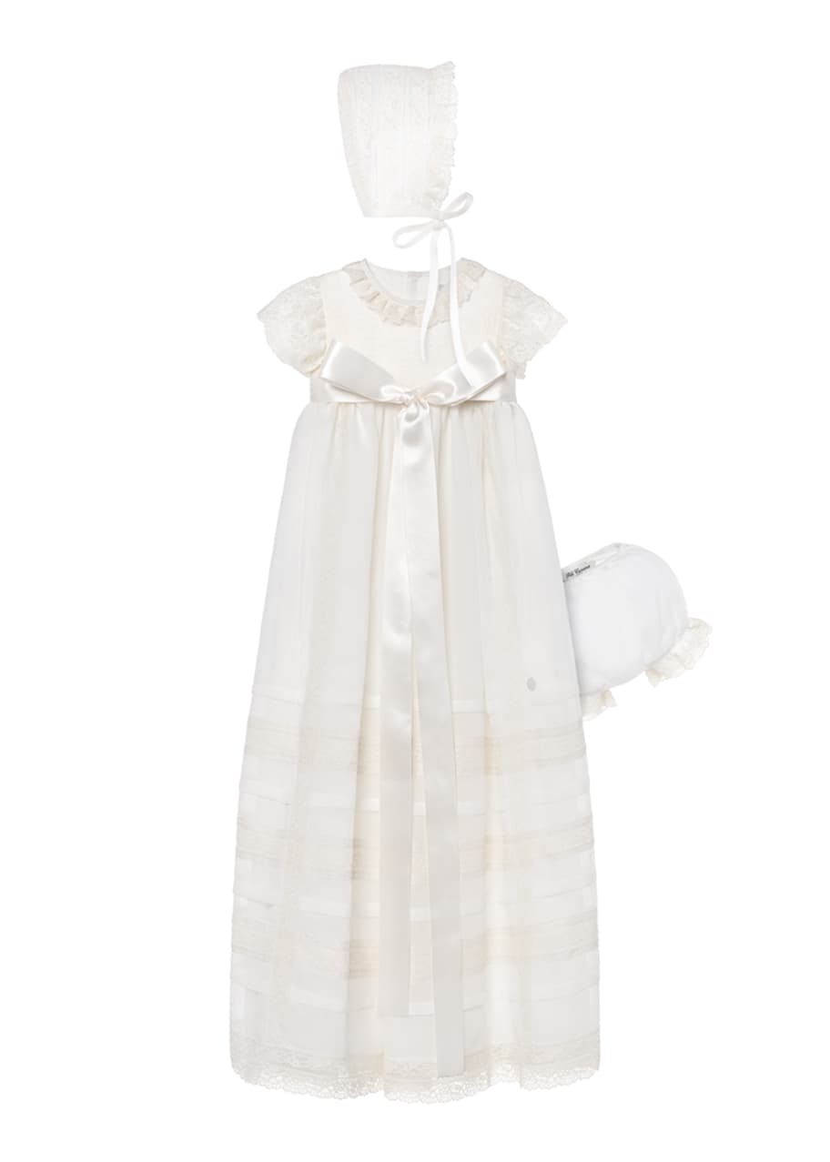 Image 1 of 1: Girl's Christening Gown w/ Matching Bonnet & Bloomers, Size 3-6 Months