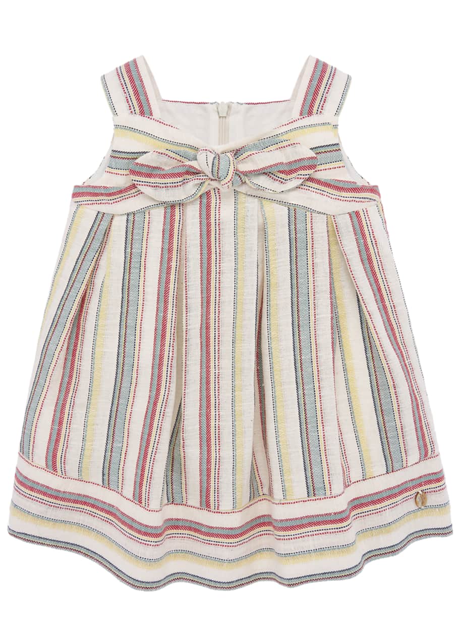 Image 1 of 1: Girl's Tropical Stripe Bow Dress, Size 2-6