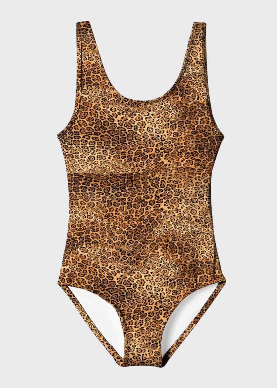 Image 1 of 1: Girl's Cheetah Print One-Piece Swimsuit, Size 2-14