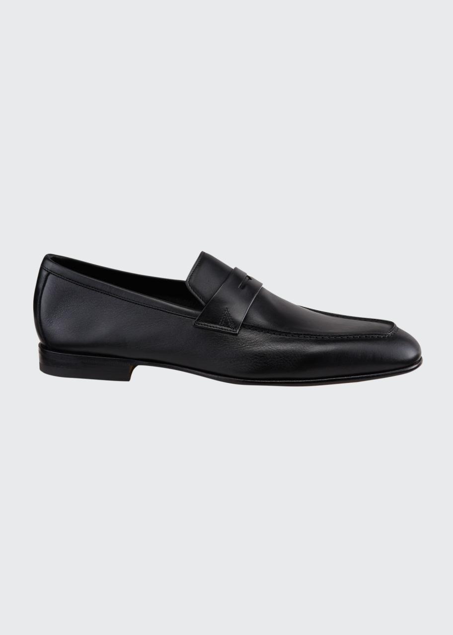 Santoni Men\'s Imam Soft Burnished Leather Slip On Penny Loafers Black Size 9.5 Men main image 3