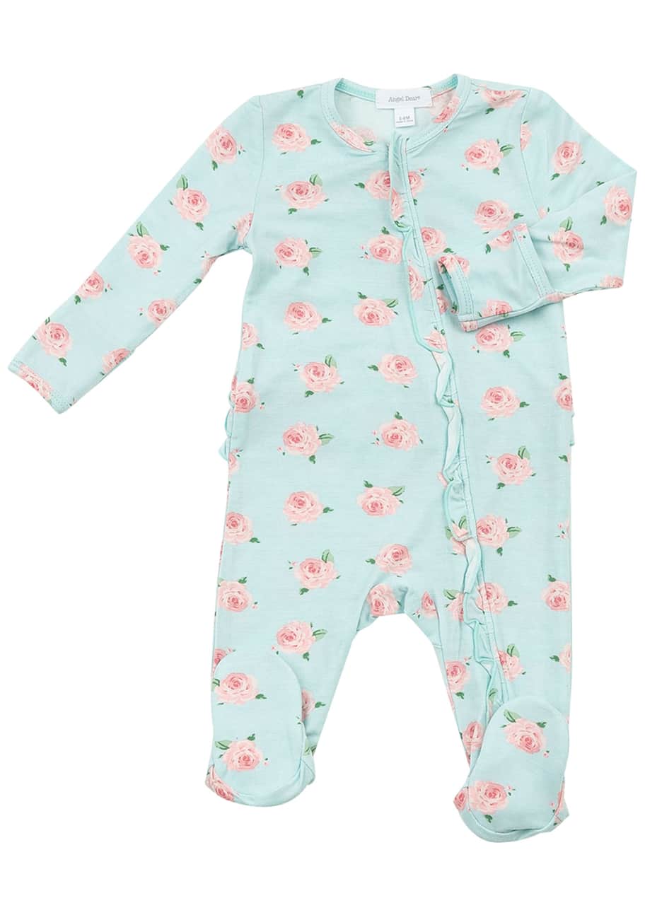 Angel Dear Petite Rose Ruffle Zip-Front Footie Pajamas, Size Newborn-9  Months - Bergdorf Goodman, image size:912x1277