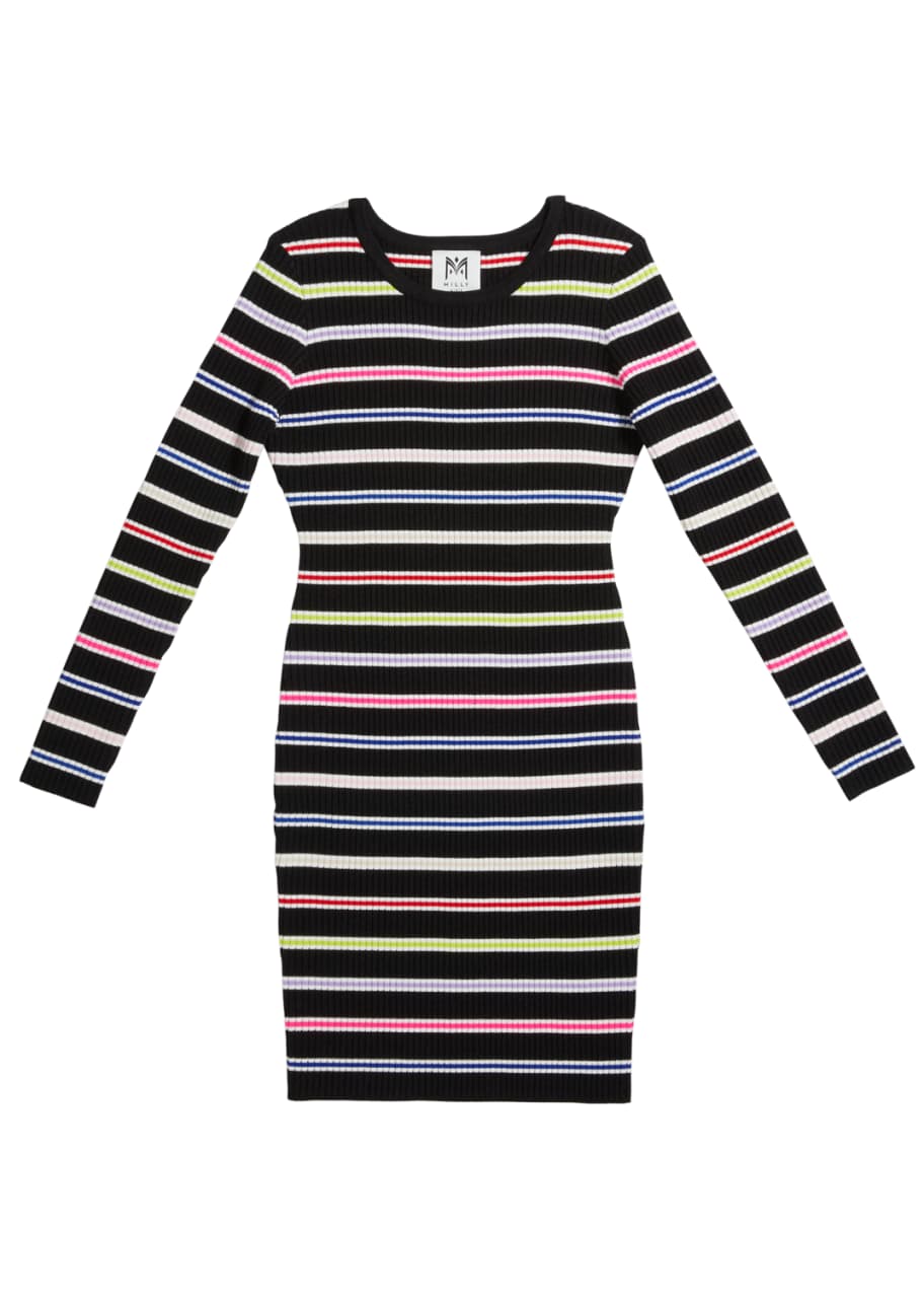 Image 1 of 1: Girl's Multi-Stripe Long-Sleeve Dress, Size 7-16