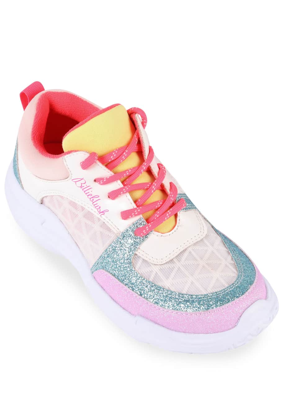 Image 1 of 1: Girl's Multicolored Chunky Sole Lace-Up Sneakers, Size Toddler/Kids