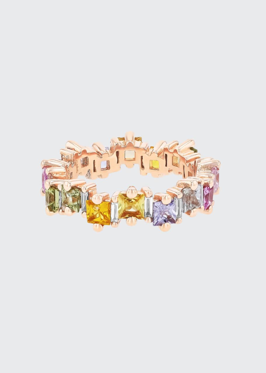 Suzanne Kalan 18K Rose Gold Pastel Eternity Band with Diamond Baguettes ...
