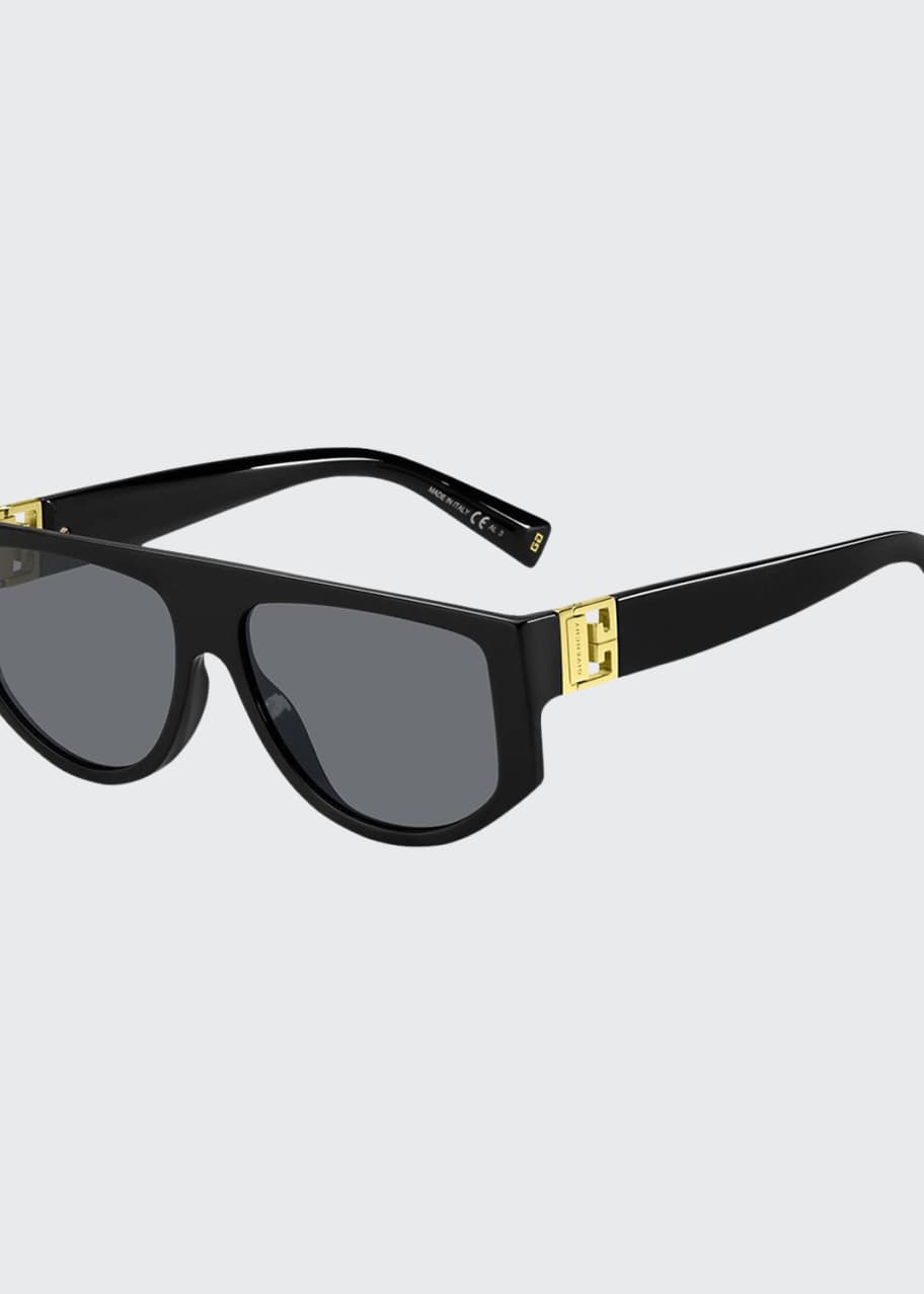 Givenchy Men's Rectangle Acetate Sunglasses w/ Metal Logo Bergdorf