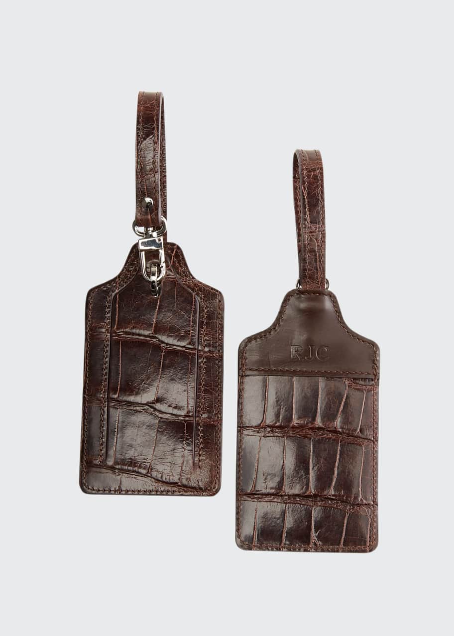 Abas Classic Alligator Luggage Tags, Set of Two Bergdorf Goodman