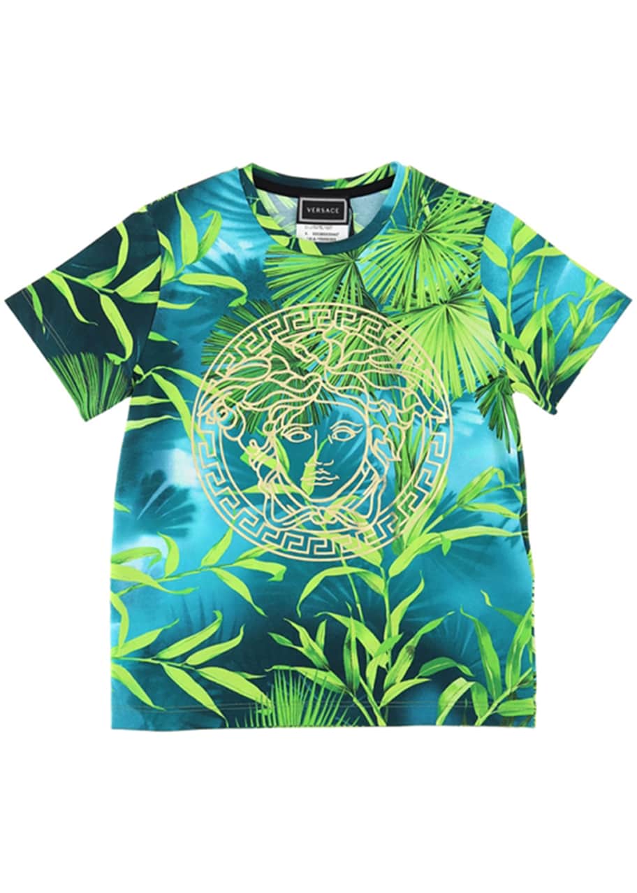 Versace Jungle-Print Short-Sleeve Tee, Size 4-6 - Bergdorf