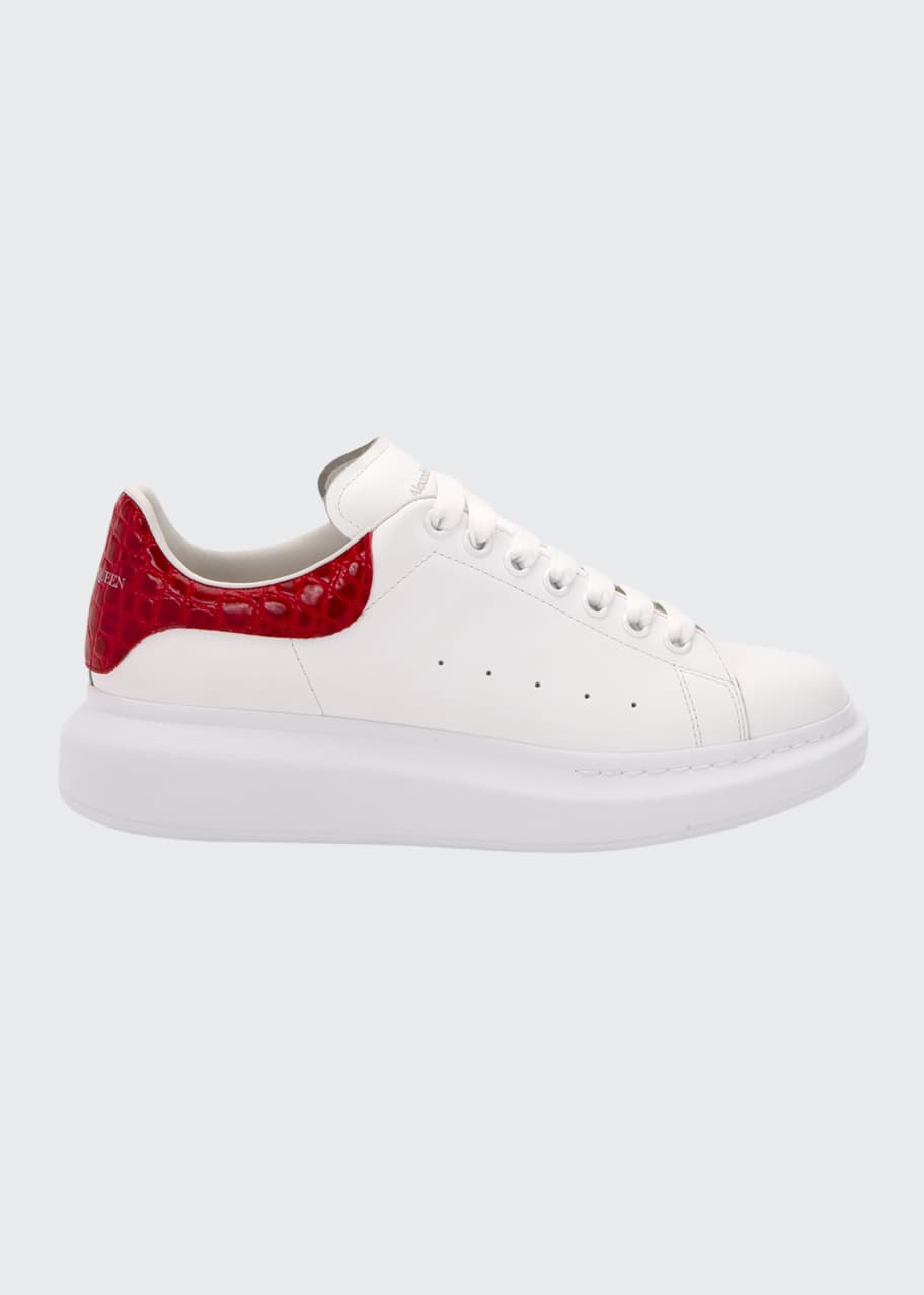 Image 1 of 1: Men's Leather Sneakers w/ Croc-Print Back