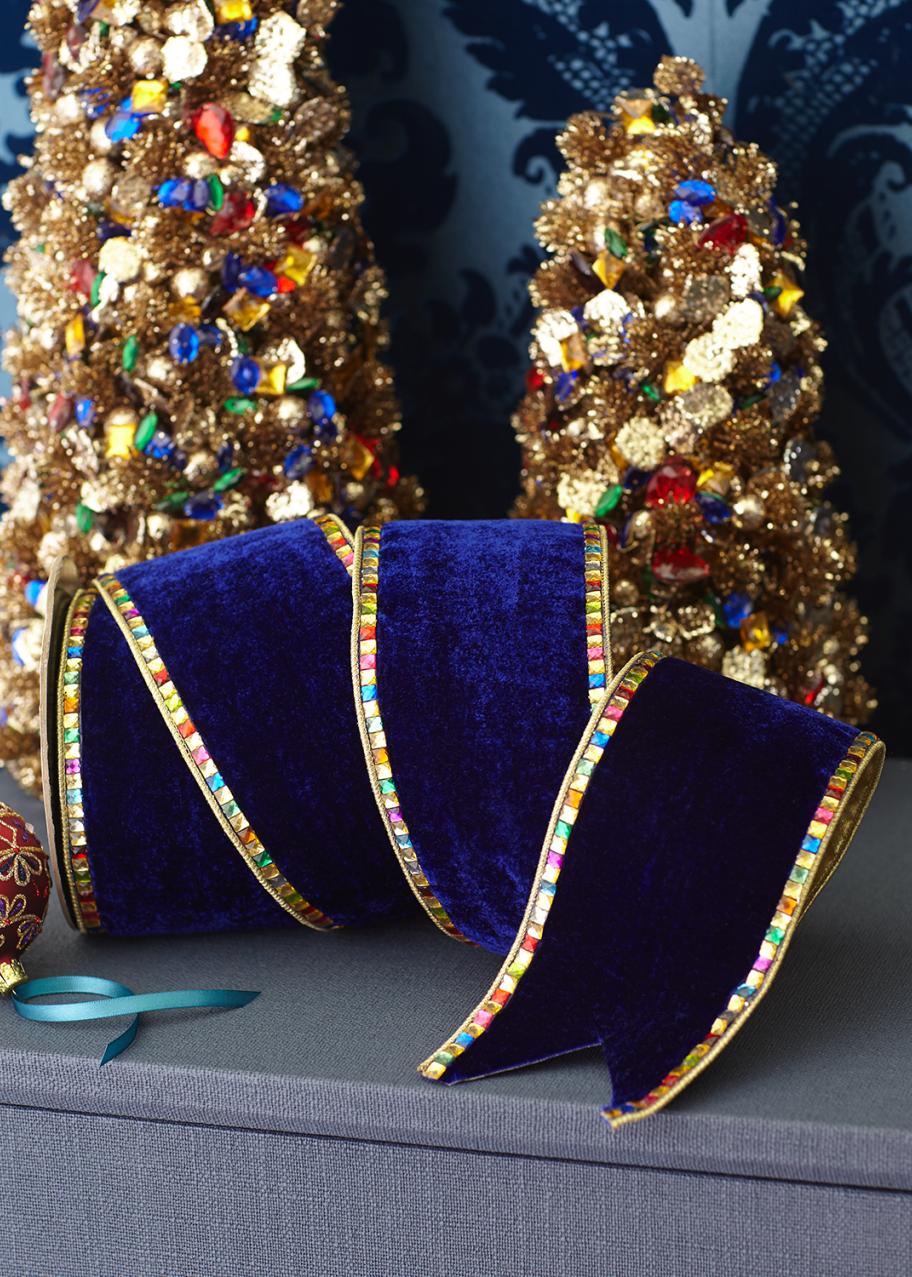 D. Stevens Royal Blue Velvet Ribbon With Rhinestones, 4