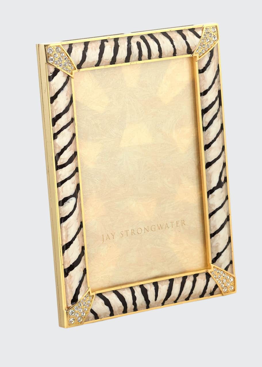 Jay Strongwater Zebra Striped Pave Corner Frame, 4" x 6" Bergdorf Goodman