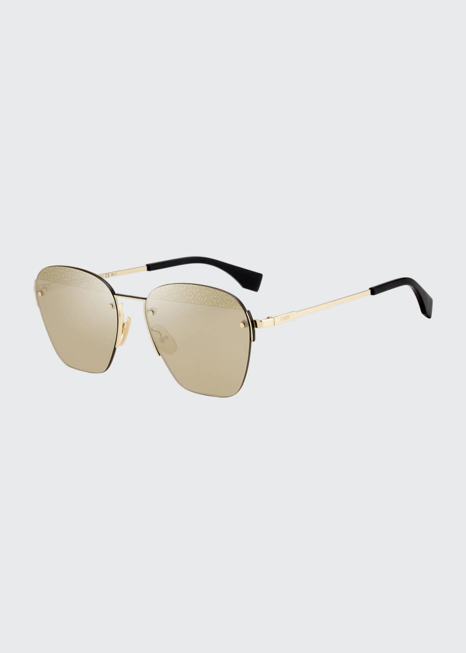 Men s Mirrored Rimless Geometric Metal Sunglasses