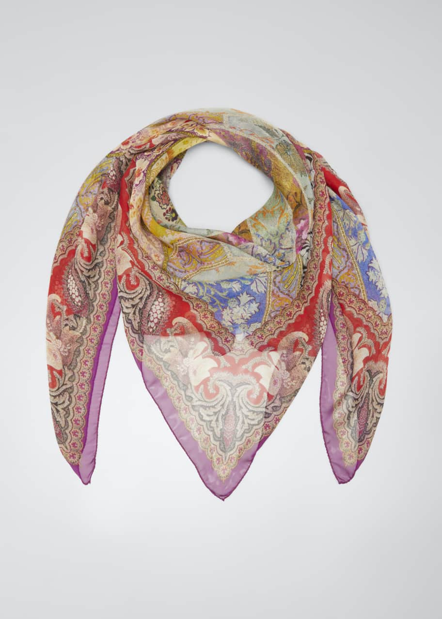 Image 1 of 1: Stained Glass Print Silk Scarf