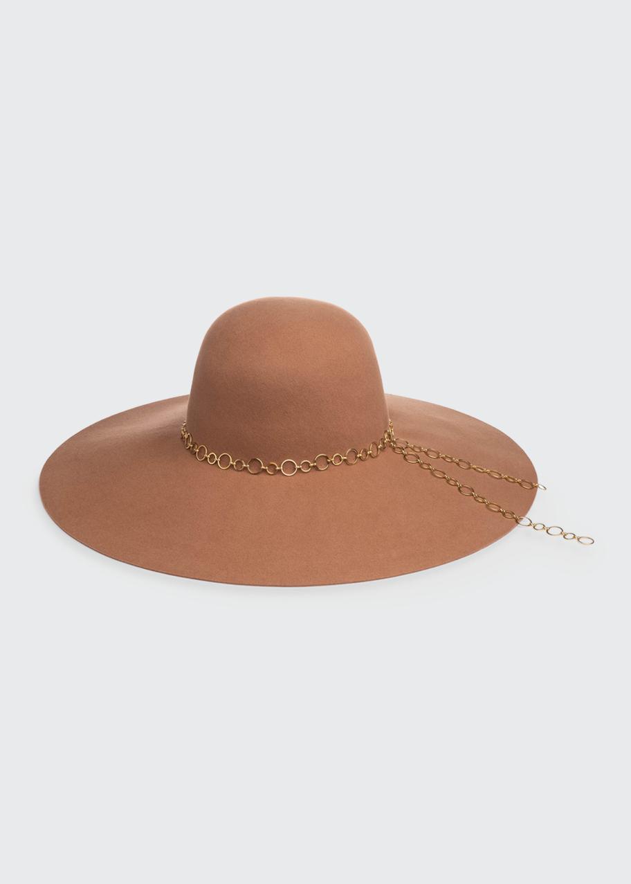 Eugenia Kim Camel Brown Wool Felt Wide-Brim Hat HONEY SUEDED WOOL FELT CASUAL HAT - Camel - Gold Coast Couture main image 3