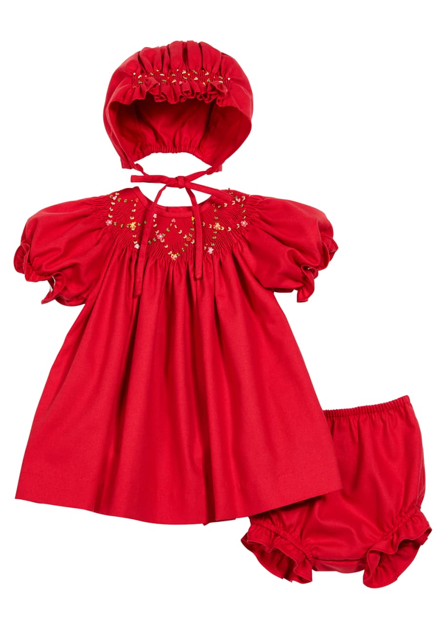 Image 1 of 1: Smocked Bishop Dress w/ Matching Bonnet & Bloomers, Size 3-24 Months