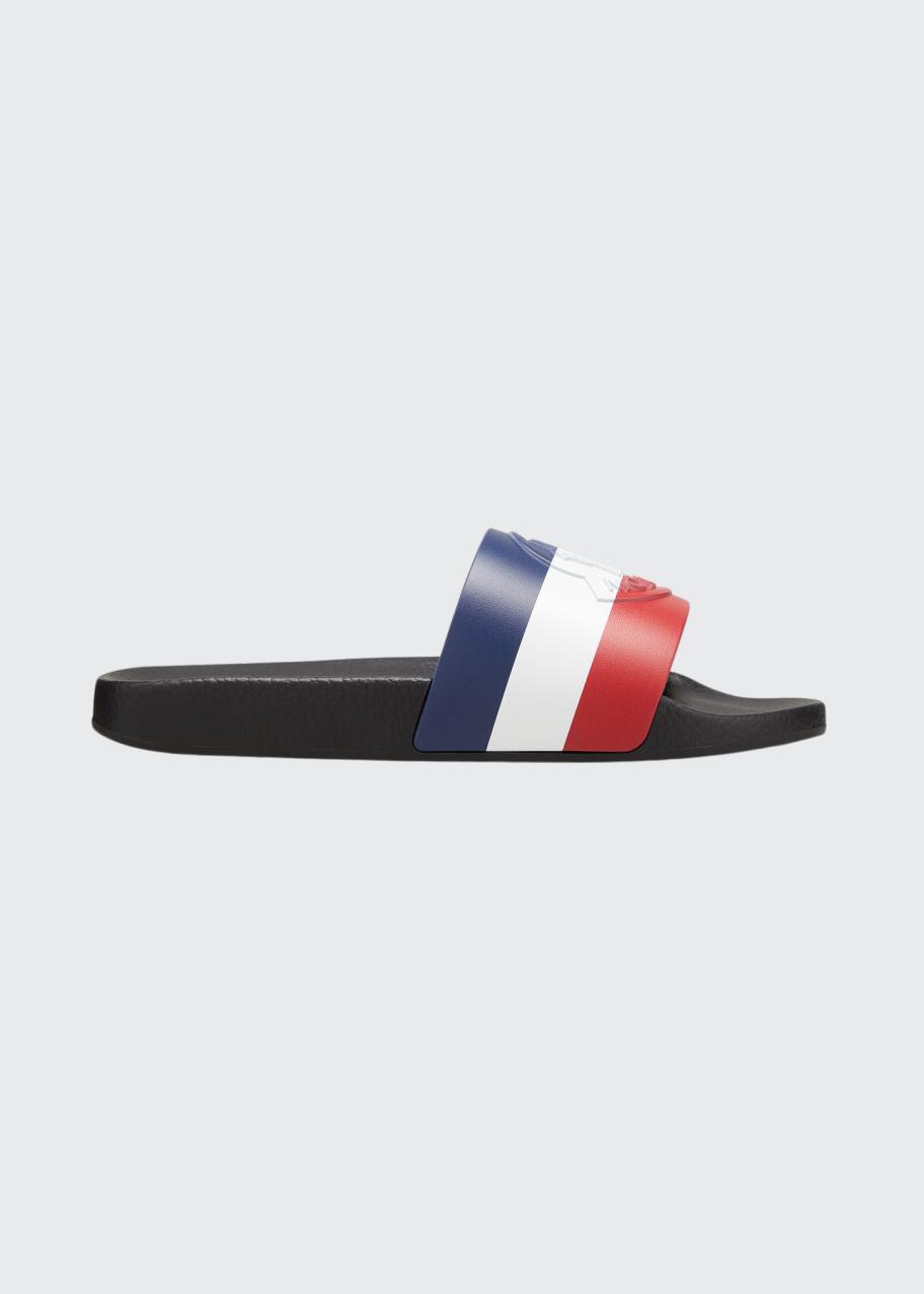 Moncler Tricolor Slide Sandals Moncler Tricolor strap open toe textured footbed slides  main image 3