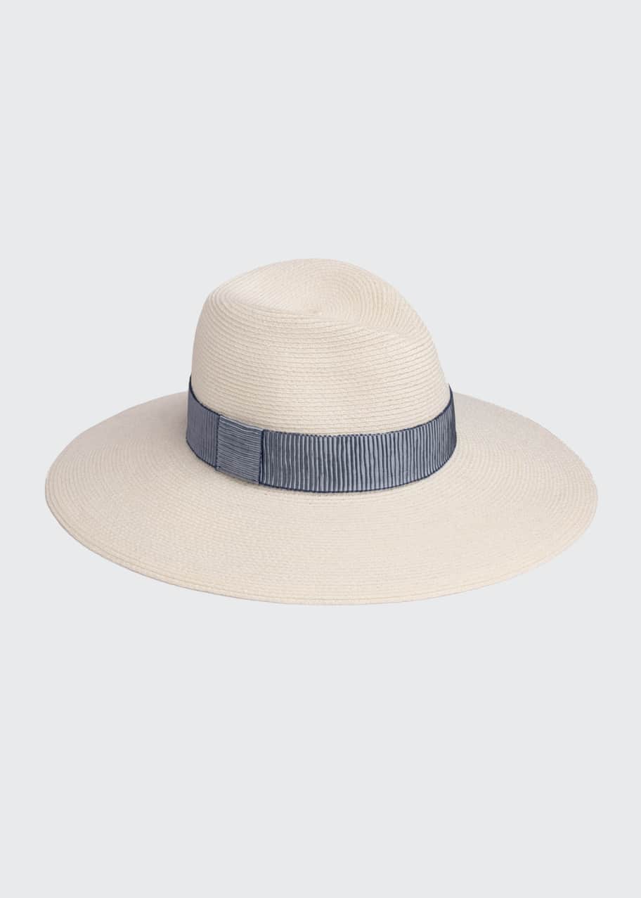 Image 1 of 1: Emmanuelle Hemp-Blend Packable Wide-Brim Fedora Hat