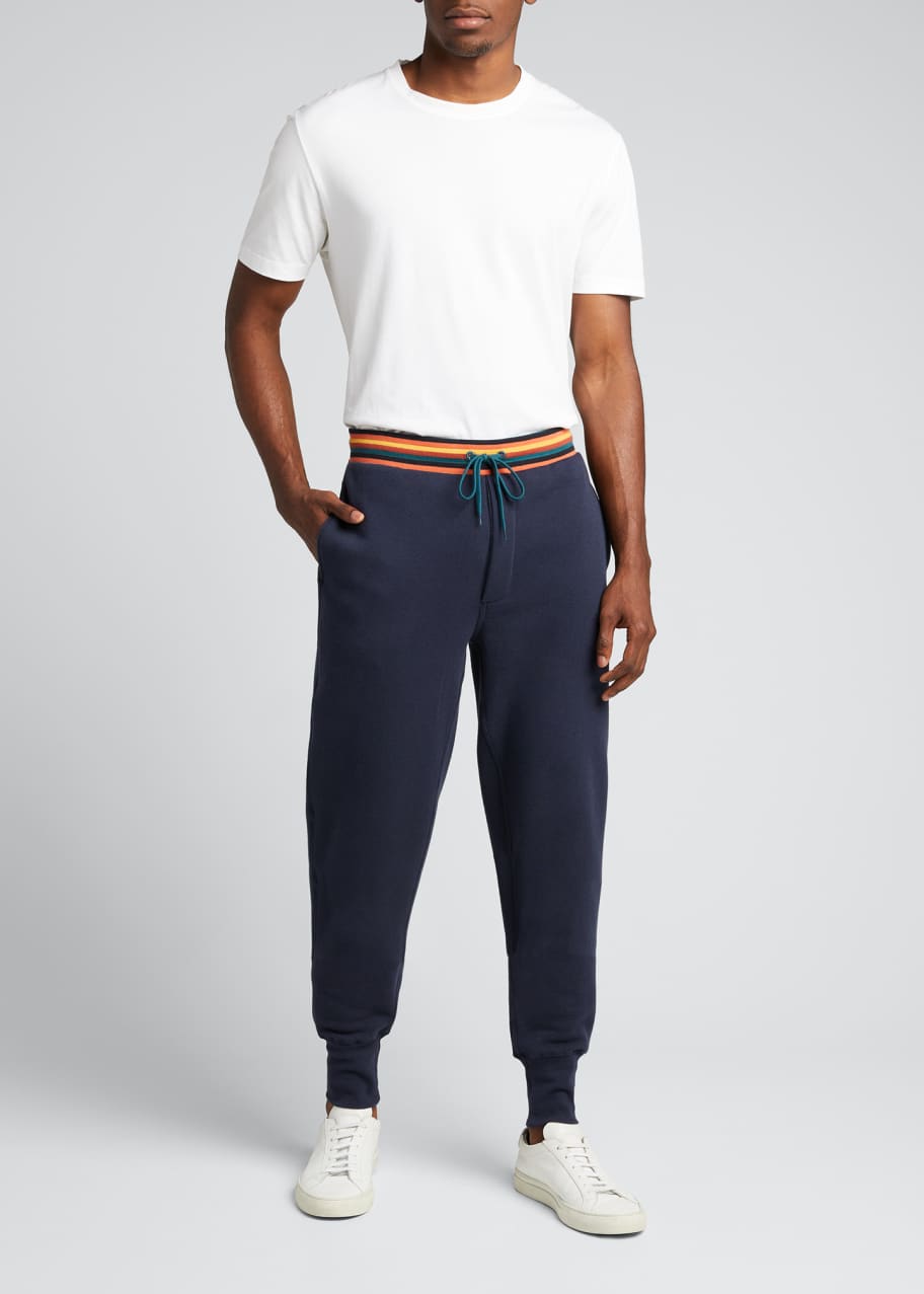 Image 1 of 1: Men's Jersey Jogger Pants w/ Striped Waist