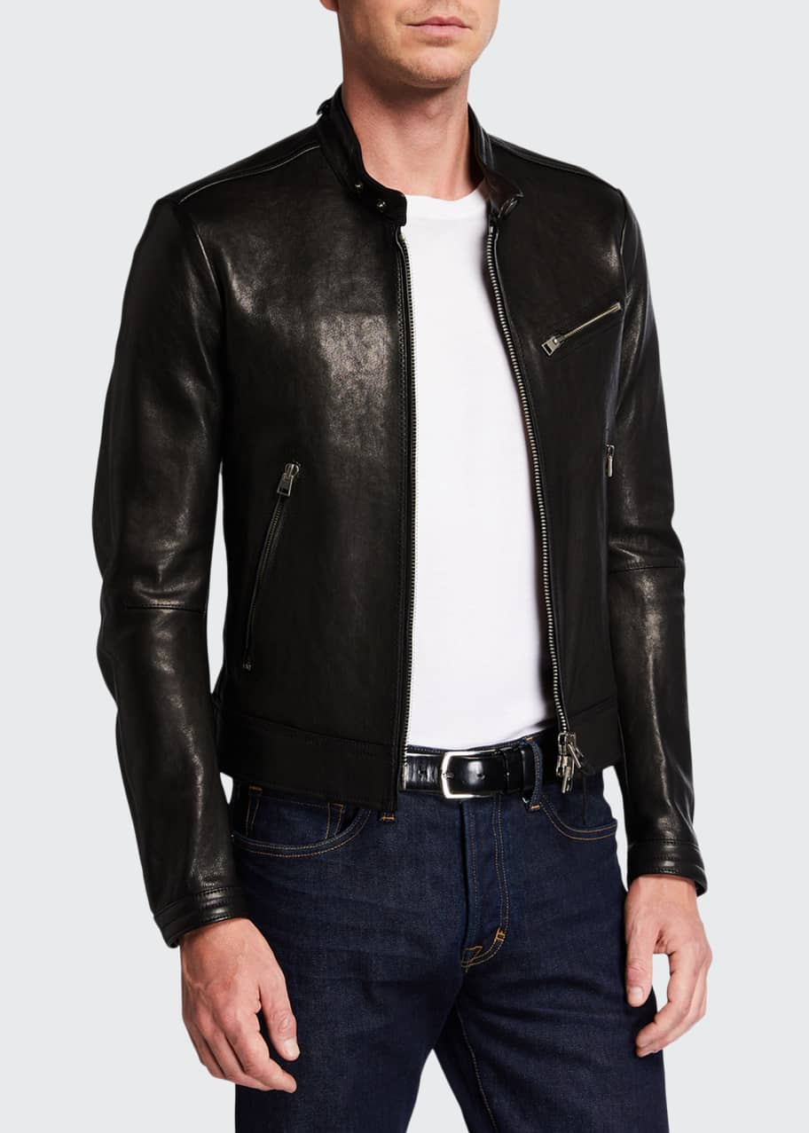 TOM FORD Men's Cafe Lamb Leather Biker Jacket - Bergdorf Goodman