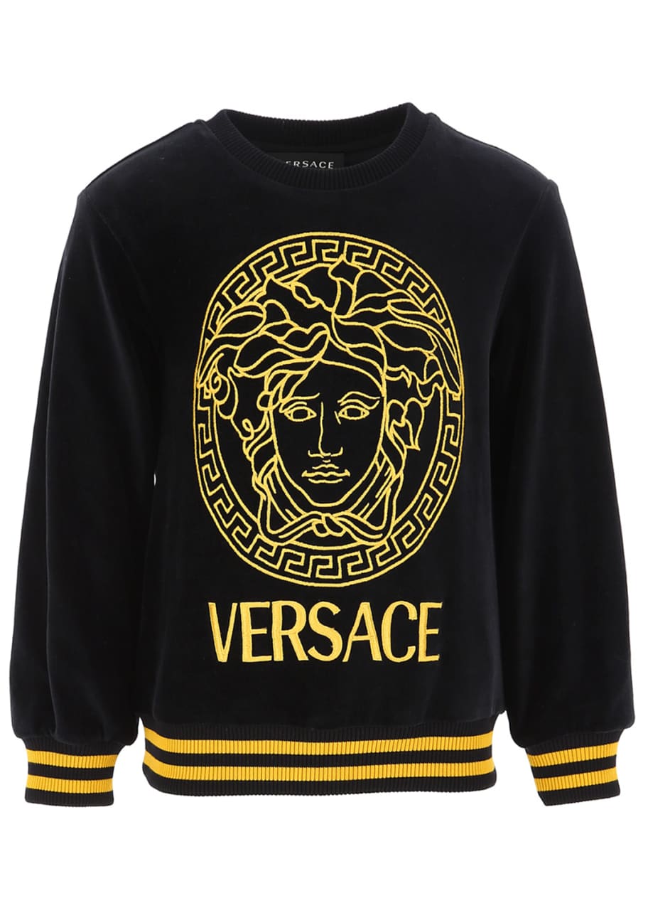 Versace Kids' Sweatshirt With Gold Medusa, Size 4-6 Bergdorf Goodman