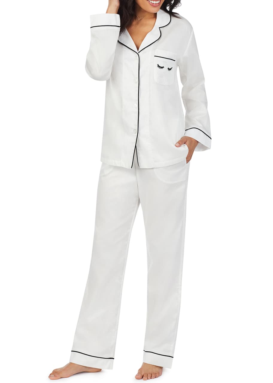 Image 1 of 1: Lash Cotton Sateen Long-Sleeve Pajama Set