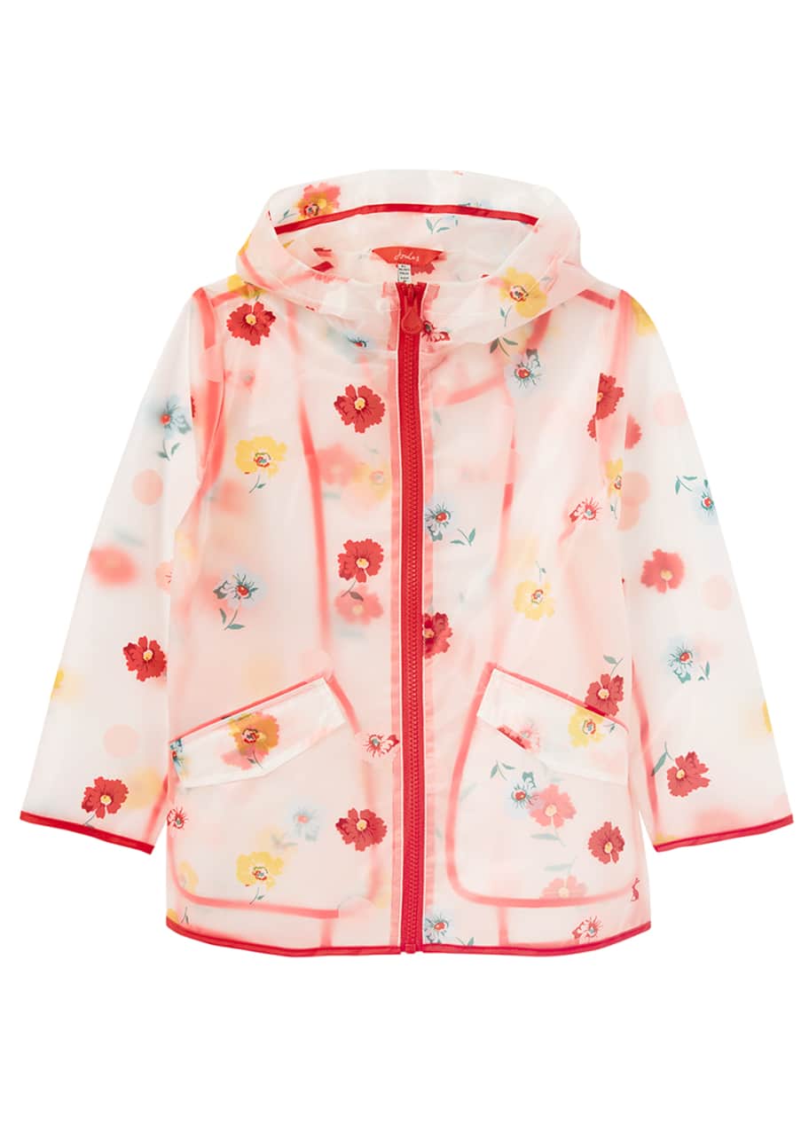 Joules Girl's Raindance Clear FloralPrint Raincoat, Size 410
