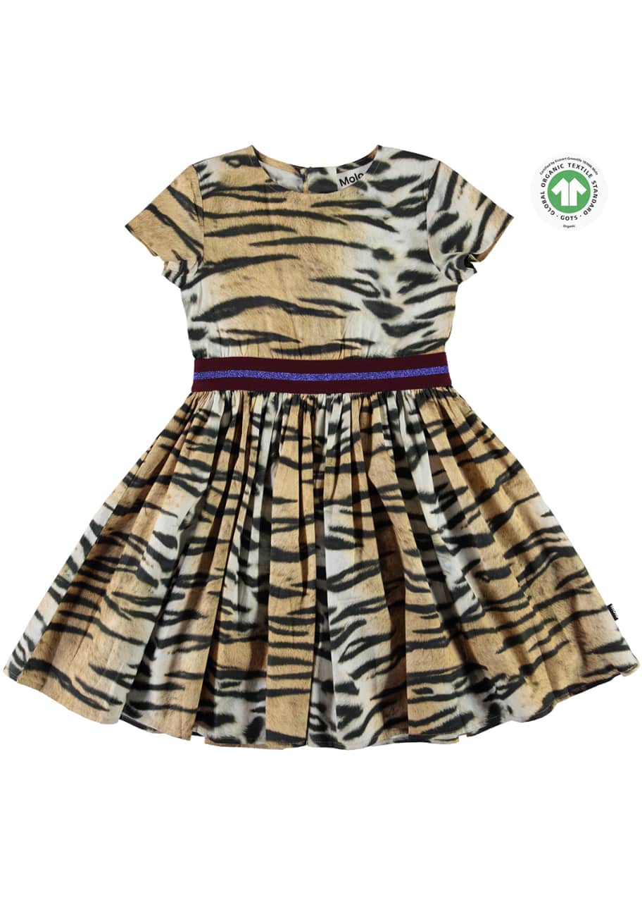 Image 1 of 1: Girl's Candy Tiger Stripes Printed Dress, Size 3T-14
